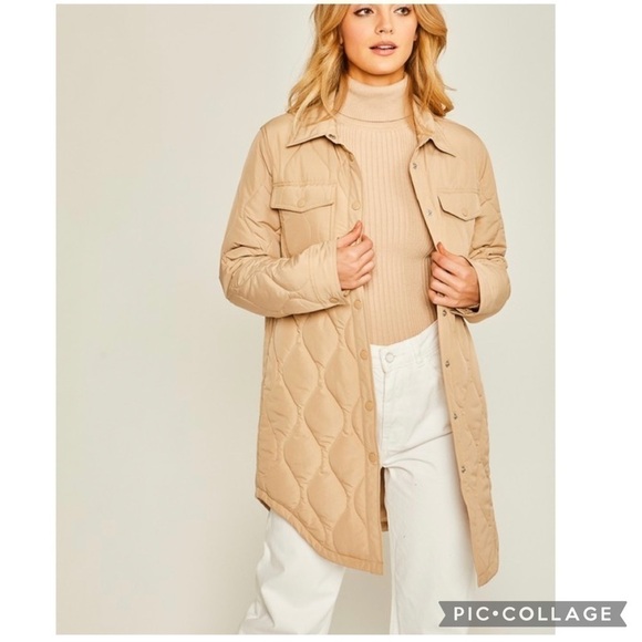 Cute!! Khaki Quilted Jacket - Picture 4 of 5